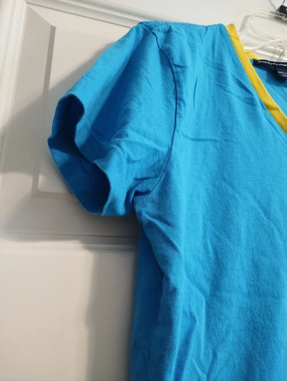 Vintage Ralph Lauren Sport Blue Cotton Tee with Yellow Trim